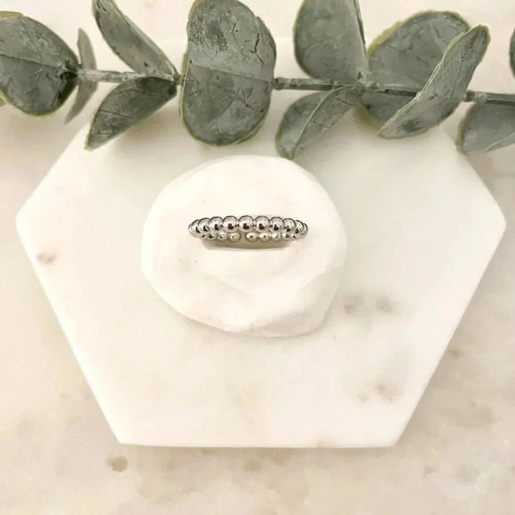 925 Sterling Silver Dainty Bead Ring Minimalist Ring Stackable Ring Band - Picture 6 of 8